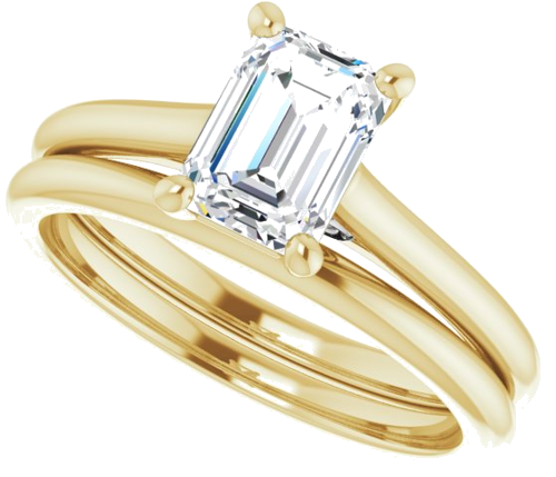 14K Yellow   White  7x5 mm Emerald Solitaire Engagement Ring Mounting (10)