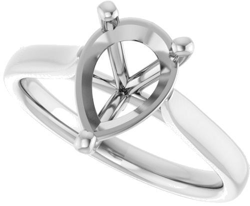 14K White 10x7 mm Pear Engagement Ring Mounting (5)