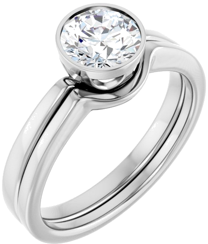 Sužadėtuvių Žiedas „Bezel-Set Solitaire“ 585 Baltojo Aukso Round 6.5mm (6)