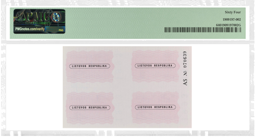 1991 Lietuva 1 talons PMG GEM UNC 66 (bez brīdinājuma teksta) (2)