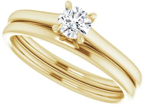 14K Yellow  4.1 mm Round Solitaire Engagement Ring Mounting (10)