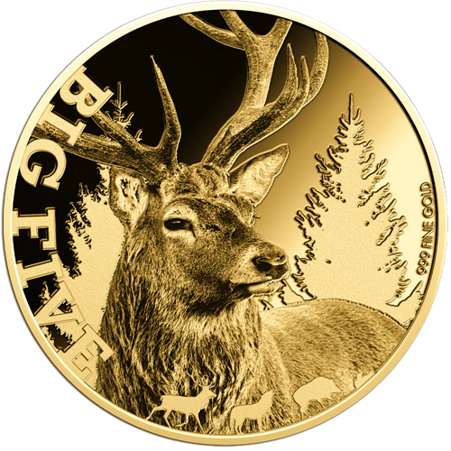 1/200 oz Big Five Deer 5000 frankų Čadas auksinė moneta (2)