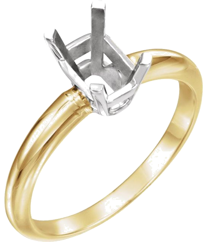14K Yellow   White 8x6 mm Emerald Solitaire Engagement Ring Mounting (1)