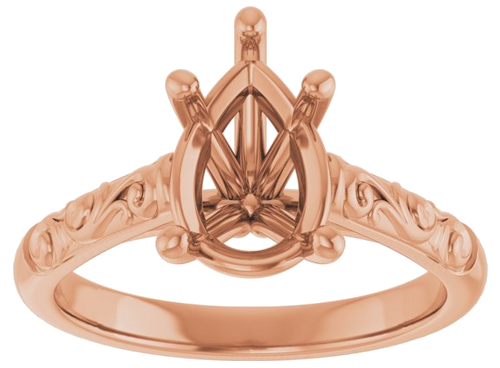 Sužadėtuvių Žiedas „Solitaire“ 585 Rožinis Aukso Pear Shape 10mm x 7mm (3)