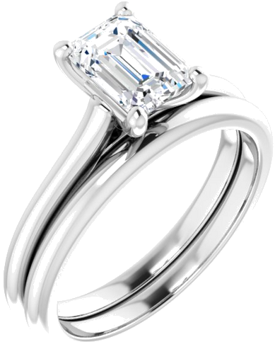 Sužadėtuvių Žiedas „Solitaire“ 585 Baltojo Aukso Emerald 7mm x 5mm (6)