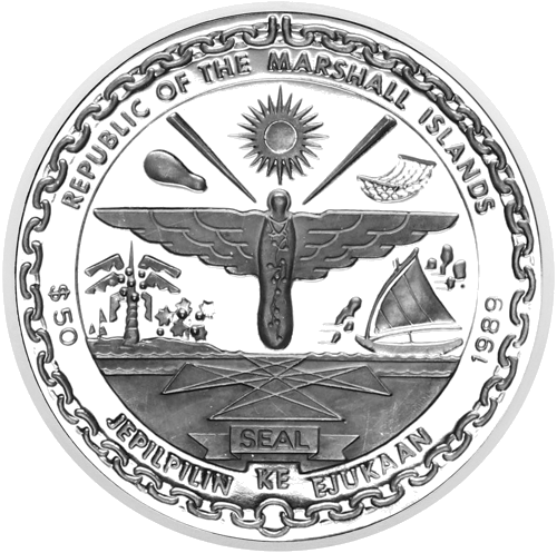 1 унция Первая американская космическая прогулка Маршалловы Острова 1989 серебряная монета (2)