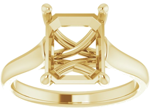 14K Yellow 10x8 mm Emerald Solitaire Engagement Ring Mounting (3)