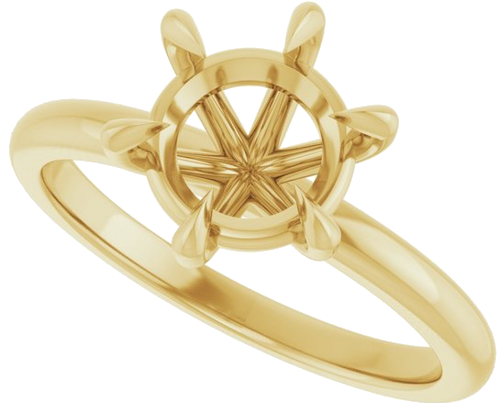 14K Yellow 8 mm Round Solitaire Engagement Ring Mounting (5)
