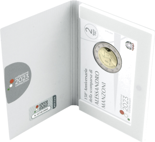 2023 Италия Алесандро Манцони €2 BU монета върху карта (6)