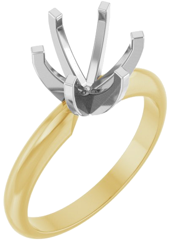 14K Yellow   White 7.8-8.6 mm Round 6-Prong Solitaire Ring Mounting (1)