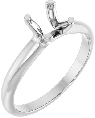 10K White 6.5 mm Round Solitaire Engagement Ring Mounting (1)