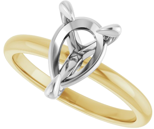 Sužadėtuvių Žiedas „Solitaire“ 585 Baltojo Ir Geltonojo Aukso Pear Shape 10mm x 7mm (5)