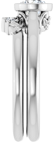 Sužadėtuvių Žiedas „Bezel-Set“ 585 Baltojo Aukso Round 5.2mm (9)