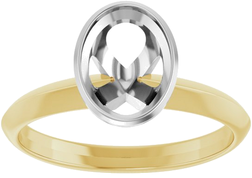 14K Yellow White 8 x 6 mm Oval Solitaire Engagement Ring Mounting (3)