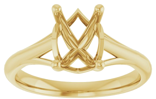 14K Yellow 8x6 mm Emerald Solitaire Engagement Ring Mounting (3)