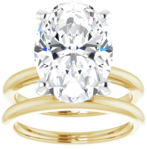 Sužadėtuvių Žiedas „Solitaire“ 585 Baltojo Ir Geltonojo Aukso Oval 14mm x 10mm (8)