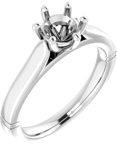 14K White 6 mm Round Engagement Ring Mounting (1)
