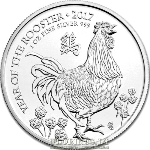 2017 Rooster (Lunar), Great Britain, 2 pounds, 1 oz silver coin (2)