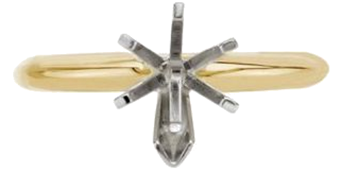 14K Yellow   White 10X6 mm Pear Shape Six-Prong Solitaire Mounting with V-End (3)