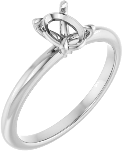 14K White 7x5 mm Oval Solitaire Engagement Ring Mounting (1)