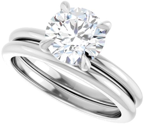 Sužadėtuvių Žiedas 585 Baltojo Aukso Round 7.4mm (9)