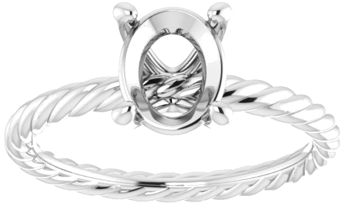 14K White 8x6 mm Oval Solitaire Engagement Ring Mounting (3)