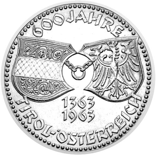50 šilingų Tirolio sutartis 1963 Austrija sidabrinė moneta (1)