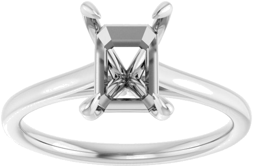 10K White  8x6 mm Emerald Solitaire Engagement Ring Mounting (3)
