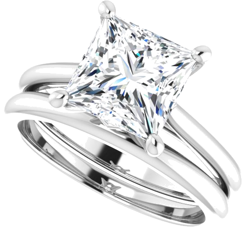 Sužadėtuvių Žiedas „Solitaire“ 585 Baltojo Aukso Square 7.5mm (10)