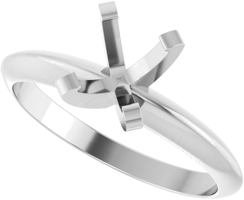 14K White 7x5 mm Oval Solitaire Engagement Ring Mounting (5)