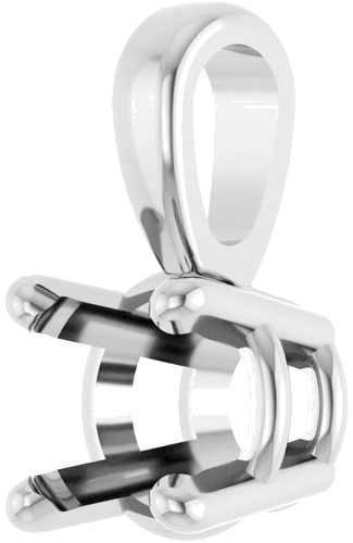 14K White 4.5 mm Round 4-Prong Pendant Mounting (2)