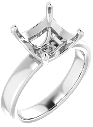 14K White 9 mm Asscher Solitaire Engagement Ring Mounting (1)