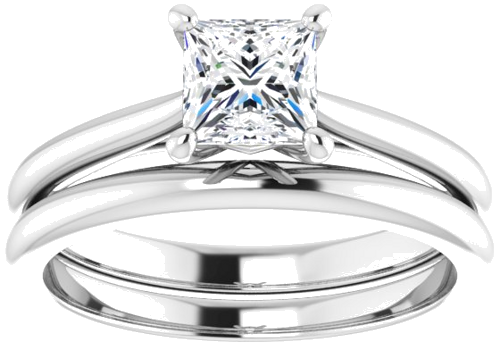 14K White 5 mm Square Solitaire Engagement Ring Mounting (8)