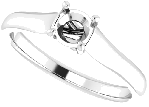 Sužadėtuvių Žiedas „Solitaire“ 585 Baltojo Aukso Round 4.8mm (5)