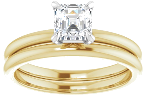 14K Yellow White 5 x 5 mm Asscher Engagement Ring Mounting (7)