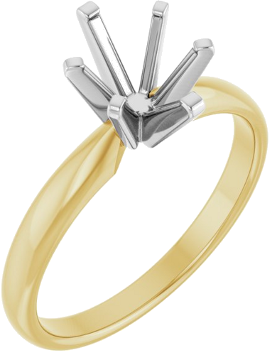 14K Yellow White 8 x 6 mm Oval Solitaire Engagement Ring Mounting (1)