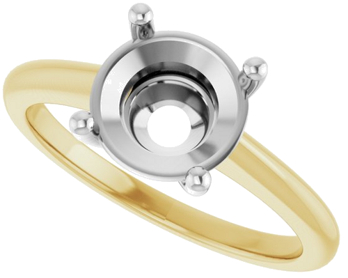 14K Yellow White 8.2 mm Round Solitaire Engagement Ring Mounting (5)