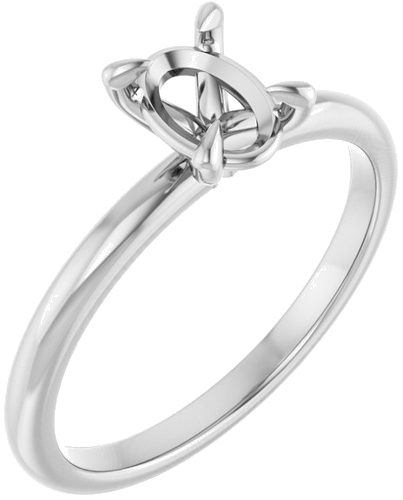 14K White  7x5 mm Oval Solitaire Engagement Ring Mounting (1)