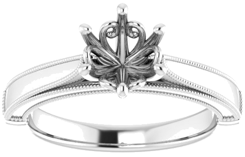 14K White  6.5 mm Round Solitaire Engagement Ring Mounting (3)