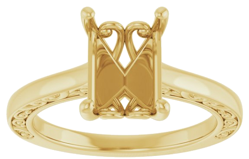 Sužadėtuvių Žiedas „Solitaire“ 585 Geltonojo Aukso Emerald 9mm x 7mm (3)