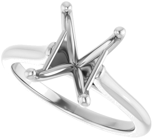 14K White 9x7 mm Emerald Solitaire Engagement Ring Mounting (5)