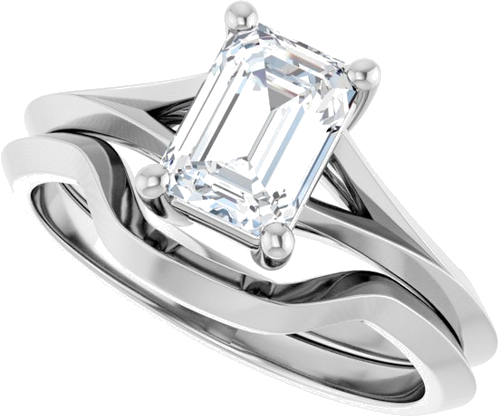 Sužadėtuvių Žiedas „Solitaire“ 585 Baltojo Aukso Emerald 7mm x 5mm (10)