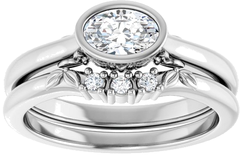 14K White 6x4 mm Oval Solitaire Engagement Ring Mounting (8)