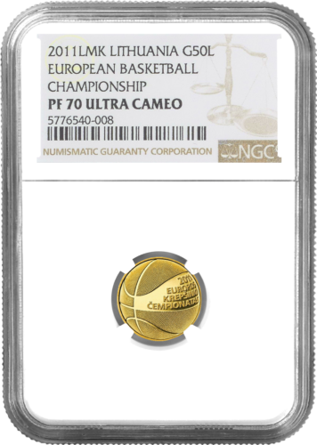 2011 Basketbols Lietuva 50 litu Zelta Monēta (1)