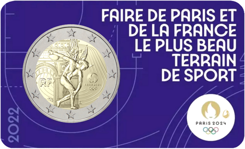 2022 Francija Parīzes 2024. gada olimpiskās spēles 2 eiro BU monēta (3)