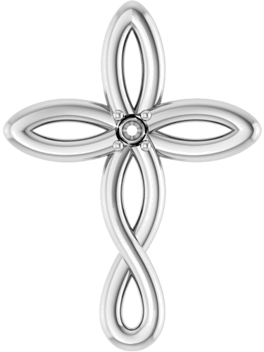 Sterling Silver 1-Stone Family Cross Pendant Mounting (1)
