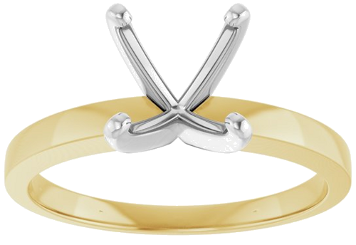 14K Yellow   White 7.8-8.6 mm Round 4-Prong Solitaire Ring Mounting (3)