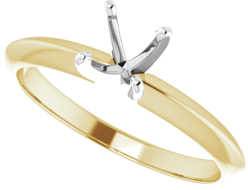 14K Yellow White 5-5.3 mm Round 4-Prong Light Solitaire Ring Mounting (5)