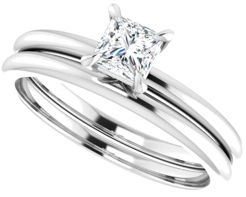 Sužadėtuvių Žiedas „Solitaire“ 585 Baltojo Aukso Square 4mm (10)