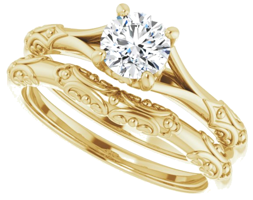 14K Yellow 5.2 mm Round Solitaire Engagement Ring Mounting (10)